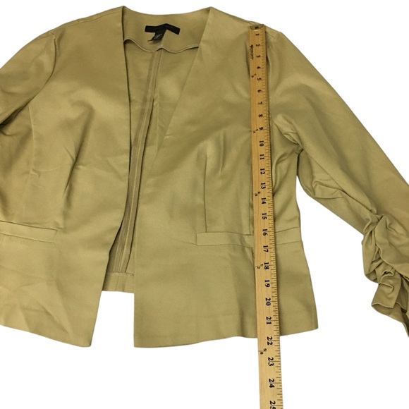 Ashley Stewart Tan Open Ruched Sleeve Cropped Jacket - Women’s 14 NWOT - Picture 4 of 13